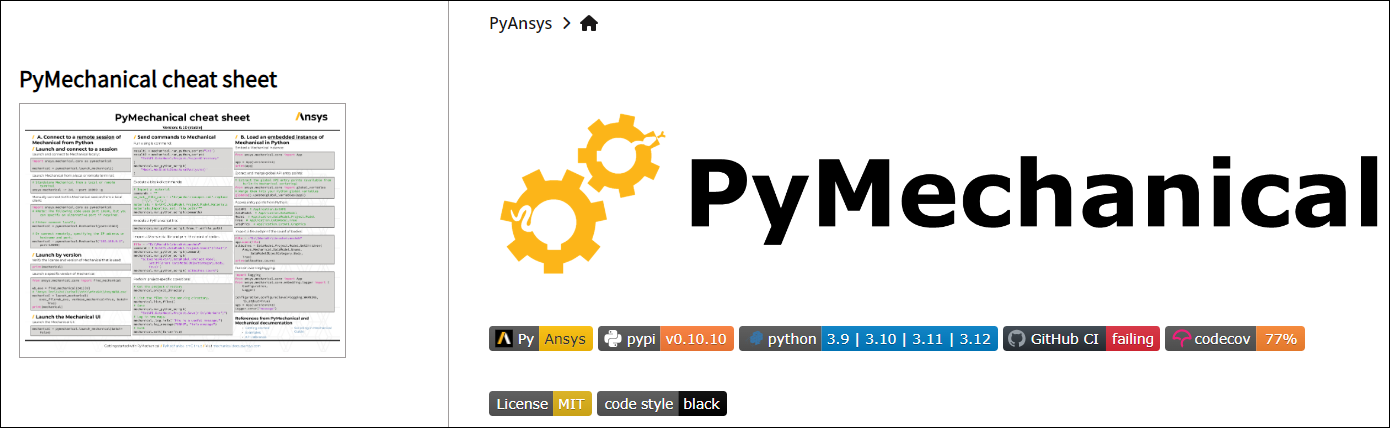 Cheat sheet thumbnail in PyMechanical documentation